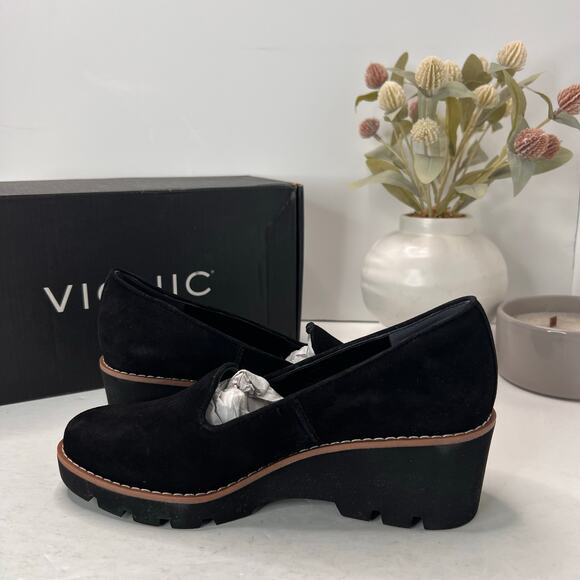 Vionic Willa Wedge Loafers Suede Slip On Black Women's 6.5 NWB Water Repellent - Picture 6 of 10